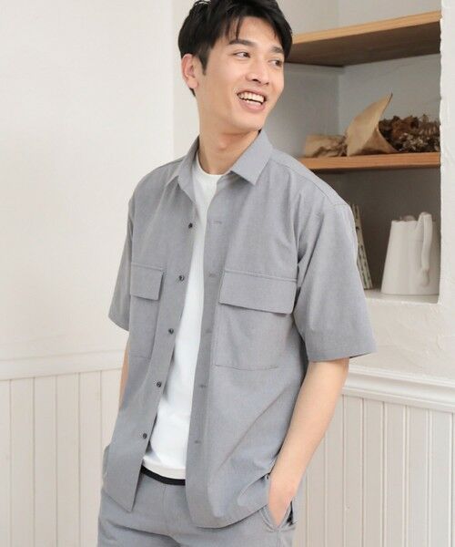 MEN'S BIGI / メンズビギ シャツ・ブラウス | 【セットアップ対応】【AIR LIGHT -Active version-】半袖CPOレギュラーカラーシャツ（トップグレー系）