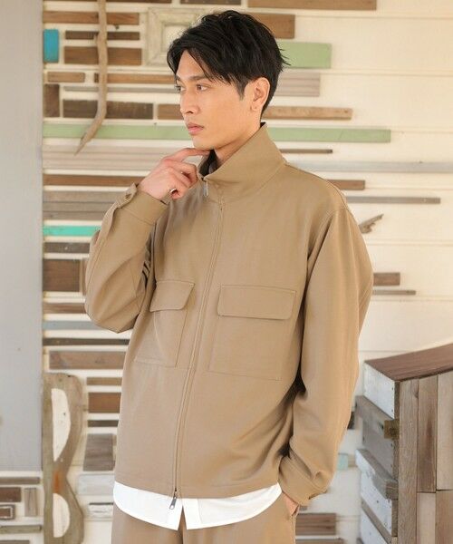 MEN'S BIGI / メンズビギ ブルゾン | 【セットアップ対応】ストレッチツイルスタンドカラーブルゾン（ベージュ系）