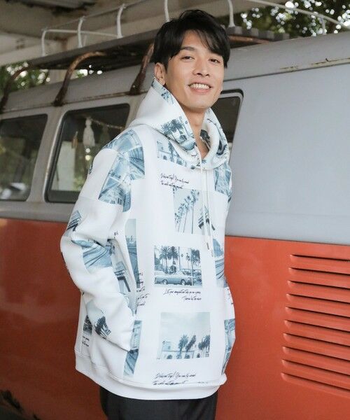 MEN'S BIGI / メンズビギ スウェット | メモリアルフォトプリントP/Oパーカー（ホワイト）