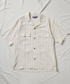 MEN'S BIGI / メンズビギ シャツ・ブラウス | 綿麻ストライプオープンカラー半袖シャツ
