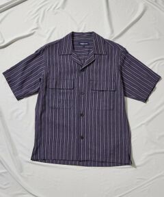 MEN'S BIGI / メンズビギ シャツ・ブラウス | 綿麻ストライプオープンカラー半袖シャツ