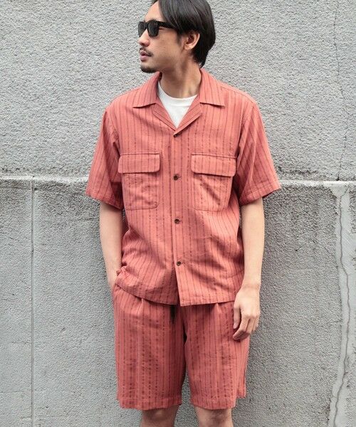 MEN'S BIGI / メンズビギ シャツ・ブラウス | 綿麻ストライプオープンカラー半袖シャツ | 詳細4