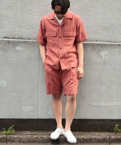 MEN'S BIGI / メンズビギ シャツ・ブラウス | 綿麻ストライプオープンカラー半袖シャツ | 詳細5