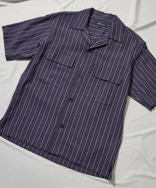 MEN'S BIGI / メンズビギ シャツ・ブラウス | 綿麻ストライプオープンカラー半袖シャツ | 詳細13