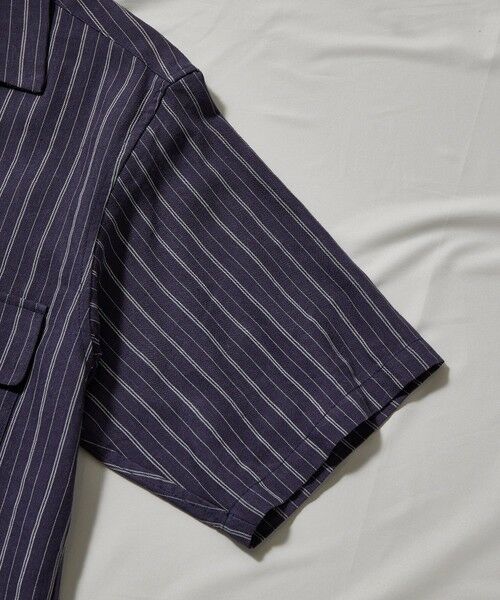 MEN'S BIGI / メンズビギ シャツ・ブラウス | 綿麻ストライプオープンカラー半袖シャツ | 詳細15