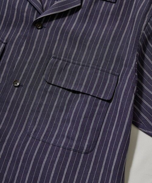 MEN'S BIGI / メンズビギ シャツ・ブラウス | 綿麻ストライプオープンカラー半袖シャツ | 詳細16