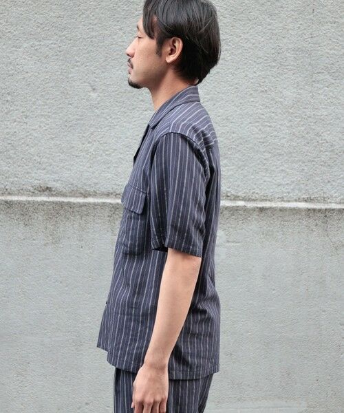 MEN'S BIGI / メンズビギ シャツ・ブラウス | 綿麻ストライプオープンカラー半袖シャツ | 詳細8