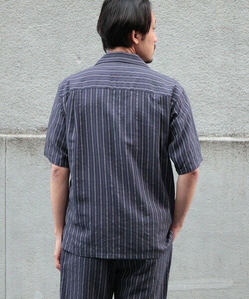 MEN'S BIGI / メンズビギ シャツ・ブラウス | 綿麻ストライプオープンカラー半袖シャツ | 詳細9