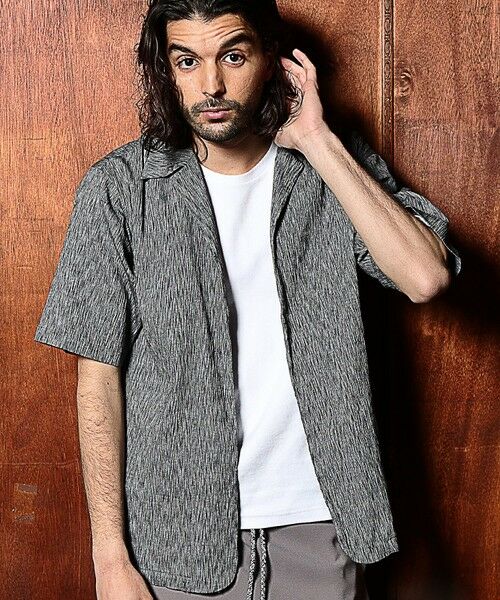 MEN'S BIGI / メンズビギ シャツ・ブラウス | 楊柳オープンカラー半袖シャツ（ライトグレー）