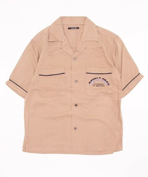 MEN'S BIGI / メンズビギ シャツ・ブラウス | レーヨンツイル刺繍入り半袖シャツ（ベージュ）