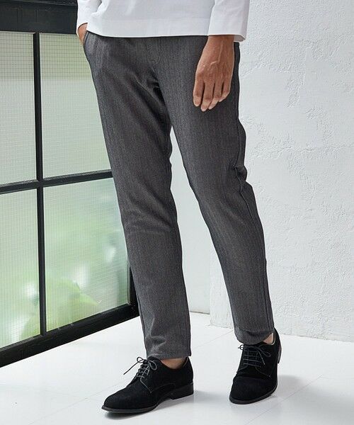 MEN'S BIGI / メンズビギ スラックス・ドレスパンツ | 【EFFORTLESS】T/Cヘリンボンストレッチスラックス（チャコールグレー）