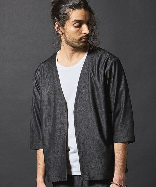 MEN'S BIGI / メンズビギ シャツ・ブラウス | 【セットアップ対応】テックデニム７分袖シャツカーディガン（ブラック）