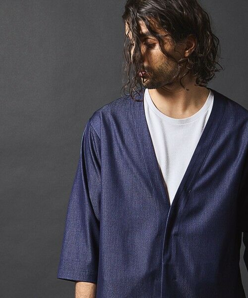 MEN'S BIGI / メンズビギ シャツ・ブラウス | 【セットアップ対応】テックデニム７分袖シャツカーディガン（ネイビー）
