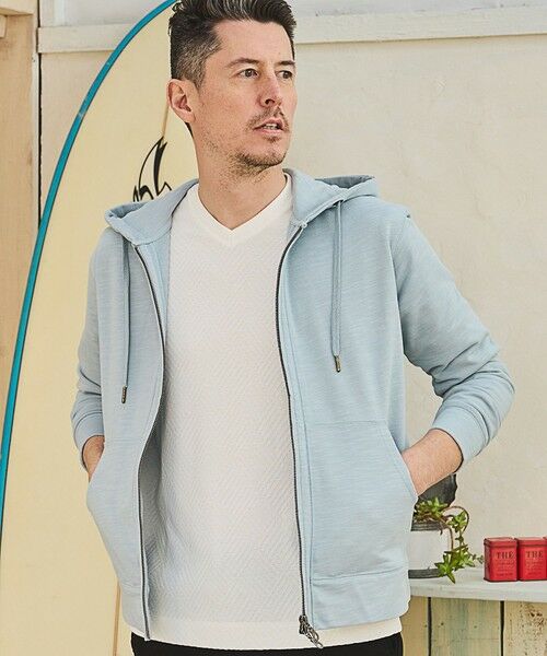 MEN'S BIGI / メンズビギ スウェット | スラブ裏毛パーカー（ライトブルー）