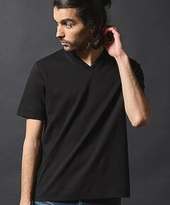 MEN'S BIGI / メンズビギ Tシャツ | シルケットスムース衿ジャガードVネックT