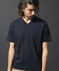 MEN'S BIGI / メンズビギ Tシャツ | シルケットスムース衿ジャガードVネックT