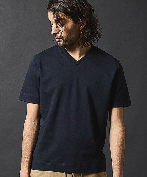MEN'S BIGI / メンズビギ Tシャツ | シルケットスムース衿ジャガードVネックT | 詳細12