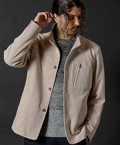 MEN'S BIGI / メンズビギ ブルゾン | T/Rツイルカルゼスタンドカラーブルゾン（ライトグレー）