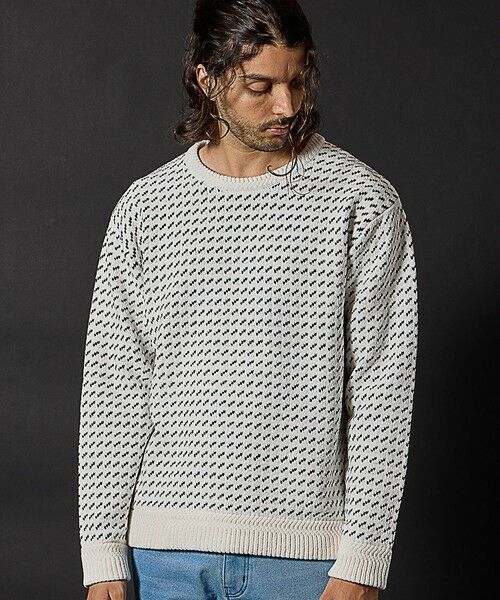MEN'S BIGI / メンズビギ ニット・セーター | モールニットバーズアイクルーネック（ホワイト）