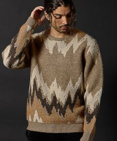 MEN'S BIGI / メンズビギ ニット・セーター | モヘヤライクウエーブ柄ニット
