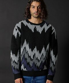 MEN'S BIGI / メンズビギ ニット・セーター | モヘヤライクウエーブ柄ニット