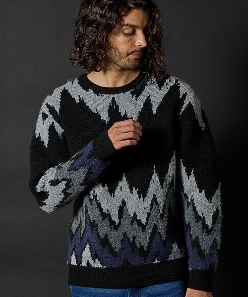 MEN'S BIGI / メンズビギ ニット・セーター | モヘヤライクウエーブ柄ニット | 詳細13