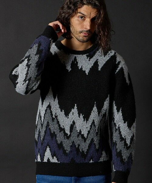 MEN'S BIGI / メンズビギ ニット・セーター | モヘヤライクウエーブ柄ニット | 詳細16