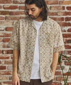 MEN'S BIGI / メンズビギ シャツ・ブラウス | メッシュタイル柄プリントオープンカラーシ