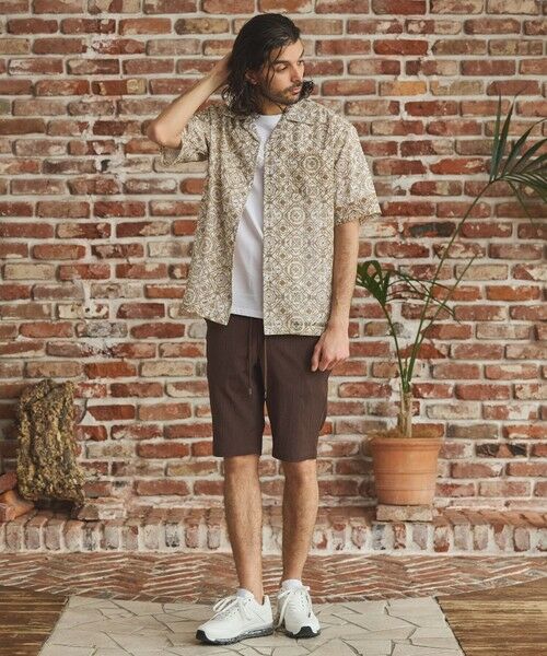 MEN'S BIGI / メンズビギ シャツ・ブラウス | メッシュタイル柄プリントオープンカラーシ | 詳細1