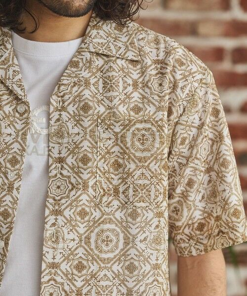 MEN'S BIGI / メンズビギ シャツ・ブラウス | メッシュタイル柄プリントオープンカラーシ | 詳細4