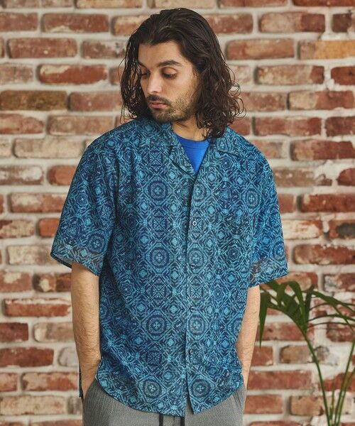 MEN'S BIGI / メンズビギ シャツ・ブラウス | メッシュタイル柄プリントオープンカラーシ | 詳細6