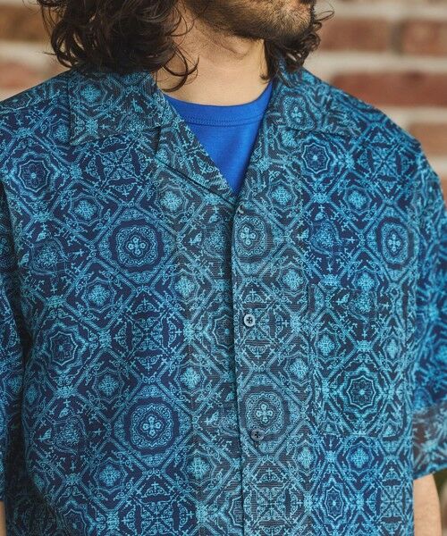 MEN'S BIGI / メンズビギ シャツ・ブラウス | メッシュタイル柄プリントオープンカラーシ | 詳細9