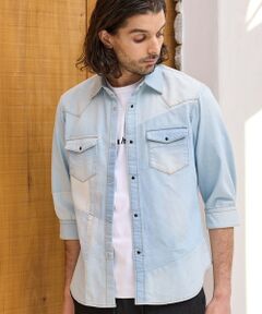 MEN'S BIGI / メンズビギ シャツ・ブラウス | デニムパッチワーク7分袖ウエスタンシャツ