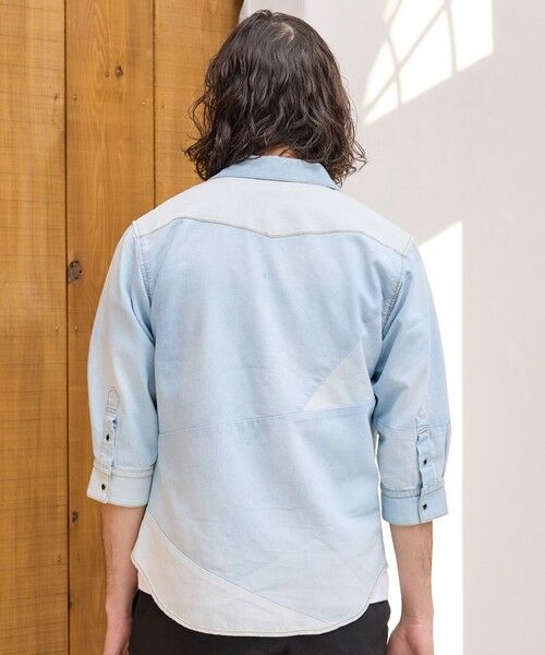 MEN'S BIGI / メンズビギ シャツ・ブラウス | デニムパッチワーク7分袖ウエスタンシャツ | 詳細4