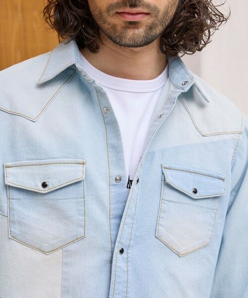 MEN'S BIGI / メンズビギ シャツ・ブラウス | デニムパッチワーク7分袖ウエスタンシャツ | 詳細5
