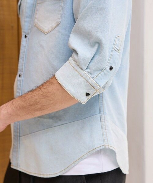 MEN'S BIGI / メンズビギ シャツ・ブラウス | デニムパッチワーク7分袖ウエスタンシャツ | 詳細7