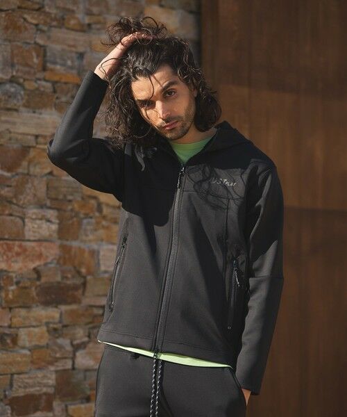 MEN'S BIGI / メンズビギ スウェット | JUST PLAYネオプレーンフーデッドパーカ（ブラック）