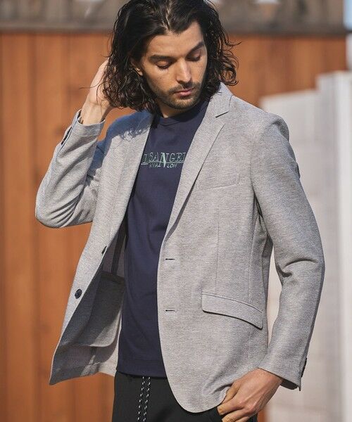MEN'S BIGI / メンズビギ テーラードジャケット | カラミノッチドラペルジャケット（ライトグレー）