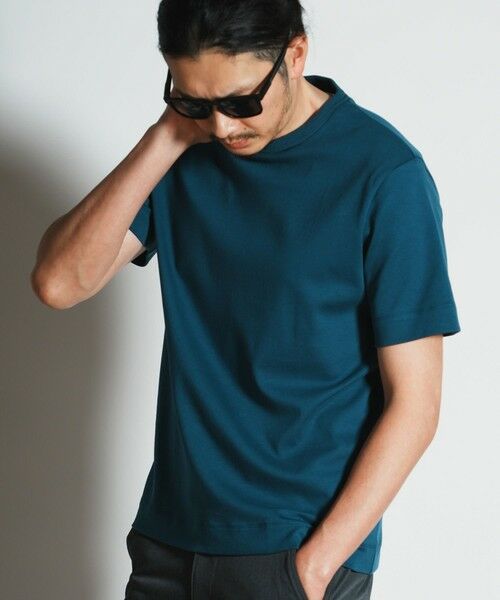 MEN'S BIGI / メンズビギ Tシャツ | シルケットスムースクルーネックTシャツ（ブルー）