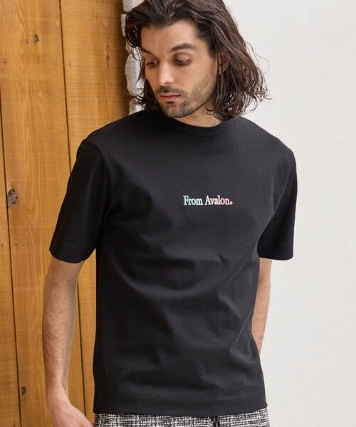 MEN'S BIGI / メンズビギ Tシャツ | ストレッチスムースフロッキープリントT（ブラック）