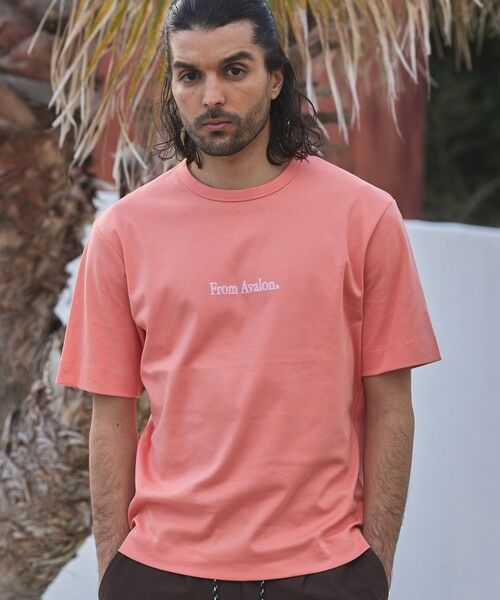 MEN'S BIGI / メンズビギ Tシャツ | ストレッチスムースフロッキープリントT（ピンク）