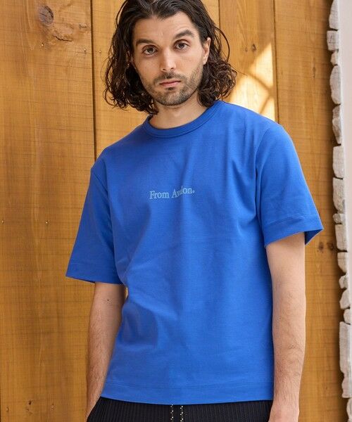 MEN'S BIGI / メンズビギ Tシャツ | ストレッチスムースフロッキープリントT（ブルー）