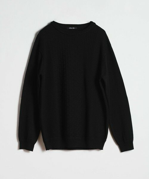 MEN'S BIGI / メンズビギ ニット・セーター | ハイゲージ(12GG)ウール混ニット（ブラック）