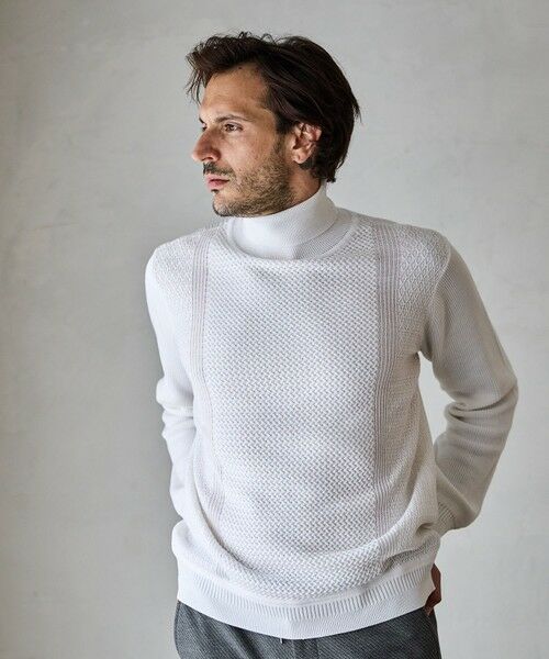 MEN'S BIGI / メンズビギ ニット・セーター | ハイゲージ(12GG)タートルネックニット（ホワイト）
