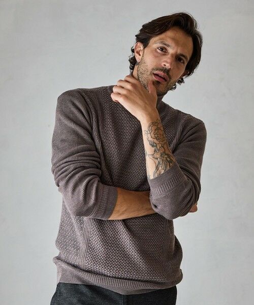 MEN'S BIGI / メンズビギ ニット・セーター | ハイゲージ(12GG)タートルネックニット（ベージュ系）