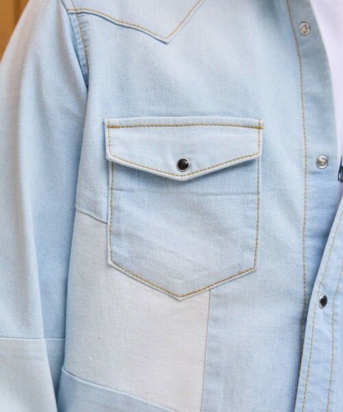 MEN'S BIGI / メンズビギ シャツ・ブラウス | デニムパッチワーク7分袖ウエスタンシャツ | 詳細5