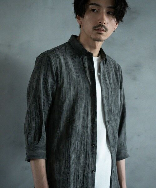 MEN'S BIGI / メンズビギ シャツ・ブラウス | ドビージャガード7分袖シャツ | 詳細6