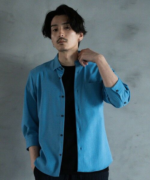 MEN'S BIGI / メンズビギ シャツ・ブラウス | ストレッチカチオン レギュラーカラーシャツ（サックス）