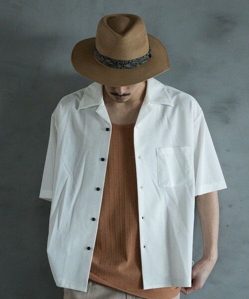 MEN'S BIGI / メンズビギ シャツ・ブラウス | シャイニングテレコジャージオープンカラーシャツ（ホワイト）