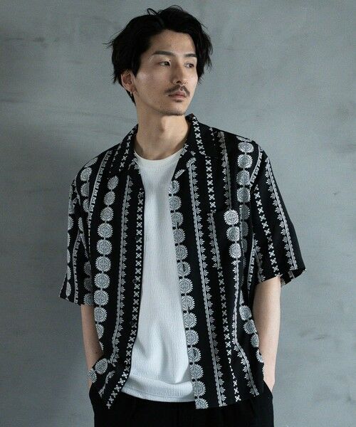 MEN'S BIGI / メンズビギ シャツ・ブラウス | 70'Sヴィンテージライクオープンカラーシャツ（ブラック）